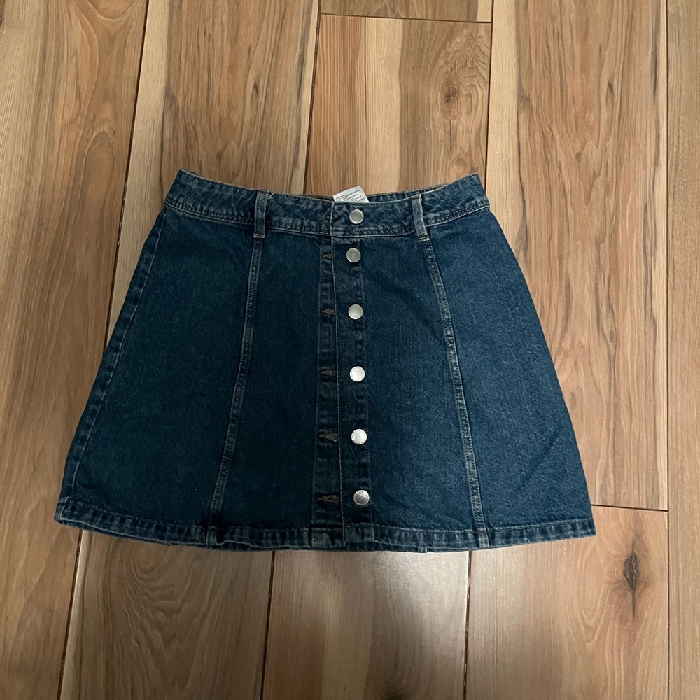Denim Button-Front Skirt